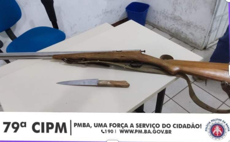 79ª CIPM prende homem por porte ilegal de arma de fogo e ameaça na cidade de Mirante