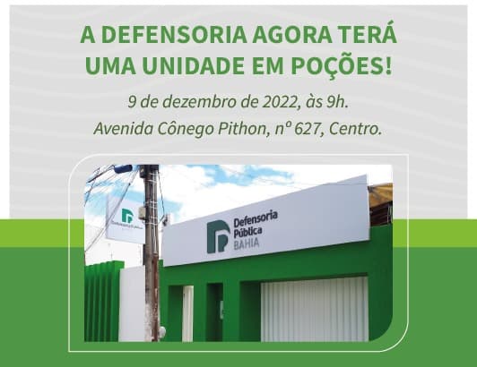 Poções volta a ter sede da Defensoria a partir desta sexta-feira (09)
