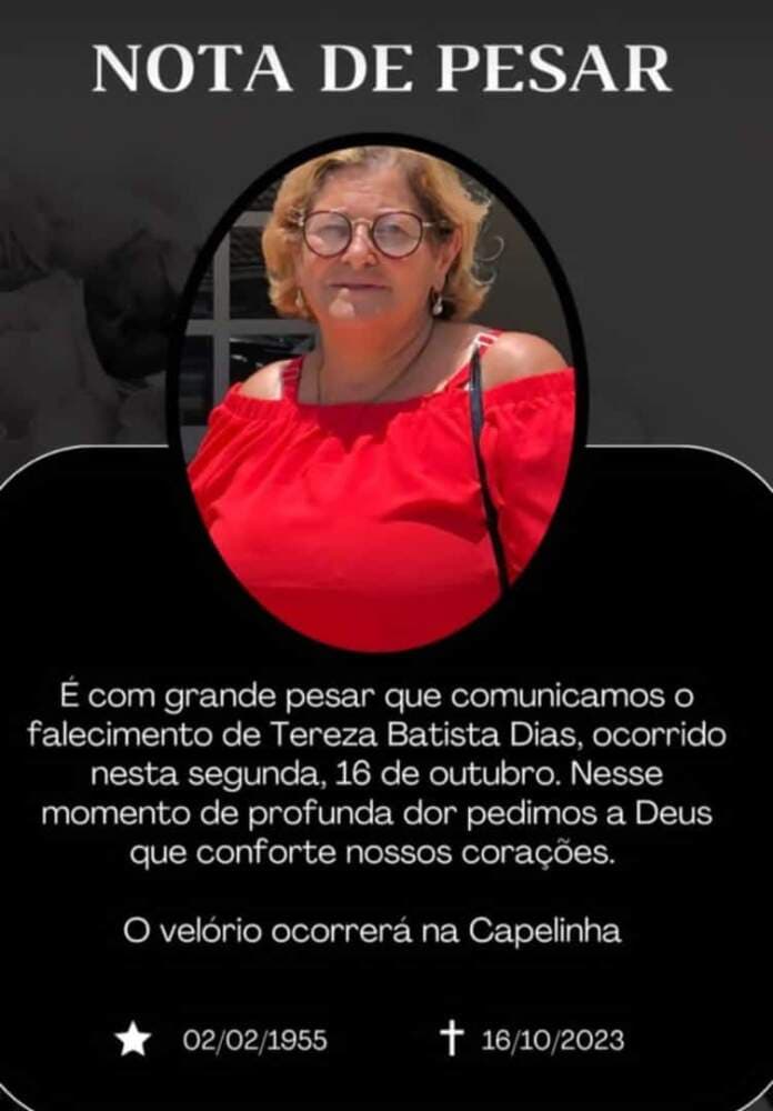 Luto em Poções: Dona Tereza Batista Dias, 68 anos, deixa comunidade em luto
