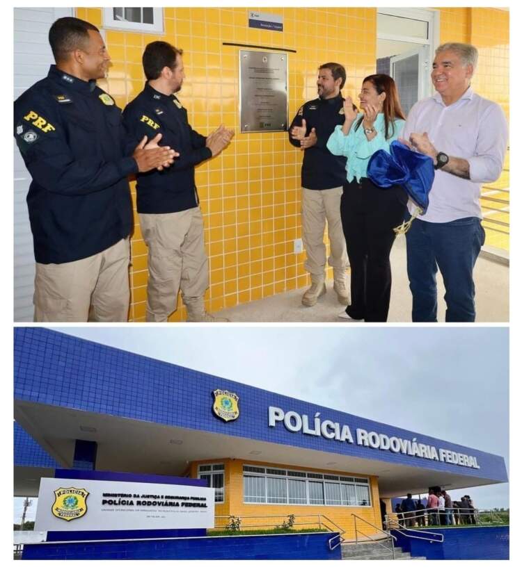 Prefeita Cibele Carvalho, deputado Zé Neto e vereadora Isabele Carvalho participam de inauguração de novo Posto da PRF, em Rafael Jambeiro.