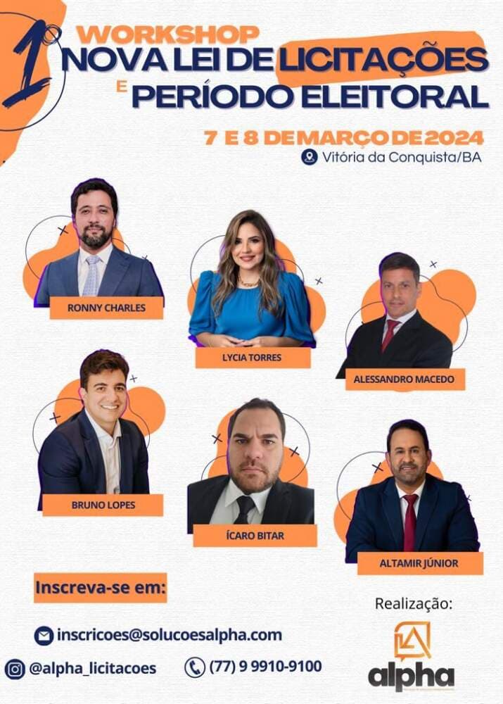 Workshop em Vitória da Conquista discutirá Nova Lei de Licitações e Período Eleitoral
