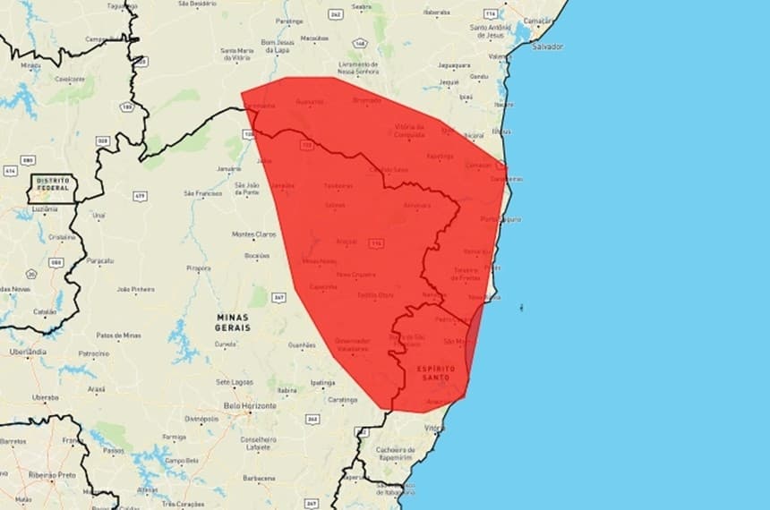 Bahia: Instituto emite alerta vermelho de grande perigo de chuvas; Poções aparece na lista.